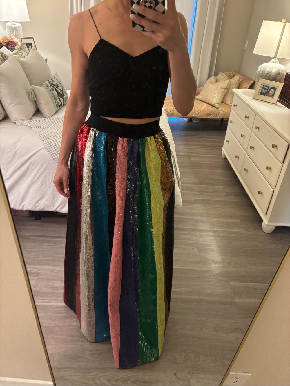 Alice + Olivia by Stacey Bendet Rainbow Sequin Maxi Skirt NWT